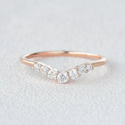 0.22CTW Round Brilliant Cut 1.50 MM Curved Bridal Wedding Band Mapple Gems